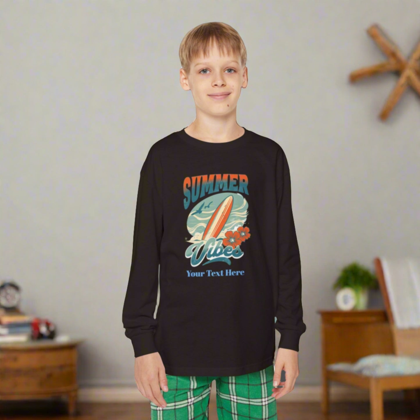 Youth Long Sleeve Holiday Outfit Set - Personalize With Beach Themes