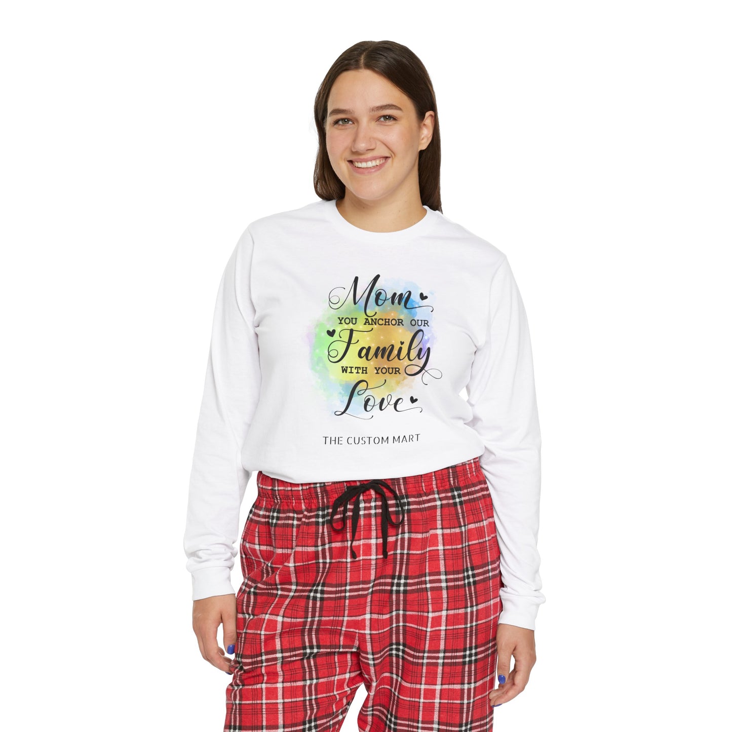 Women's Long Sleeve Pajama Set - Personalize With Colorful MOM Messages