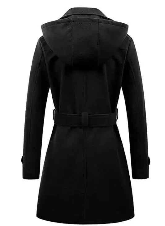 Women's Woolen Hooded Plus Size Coat
