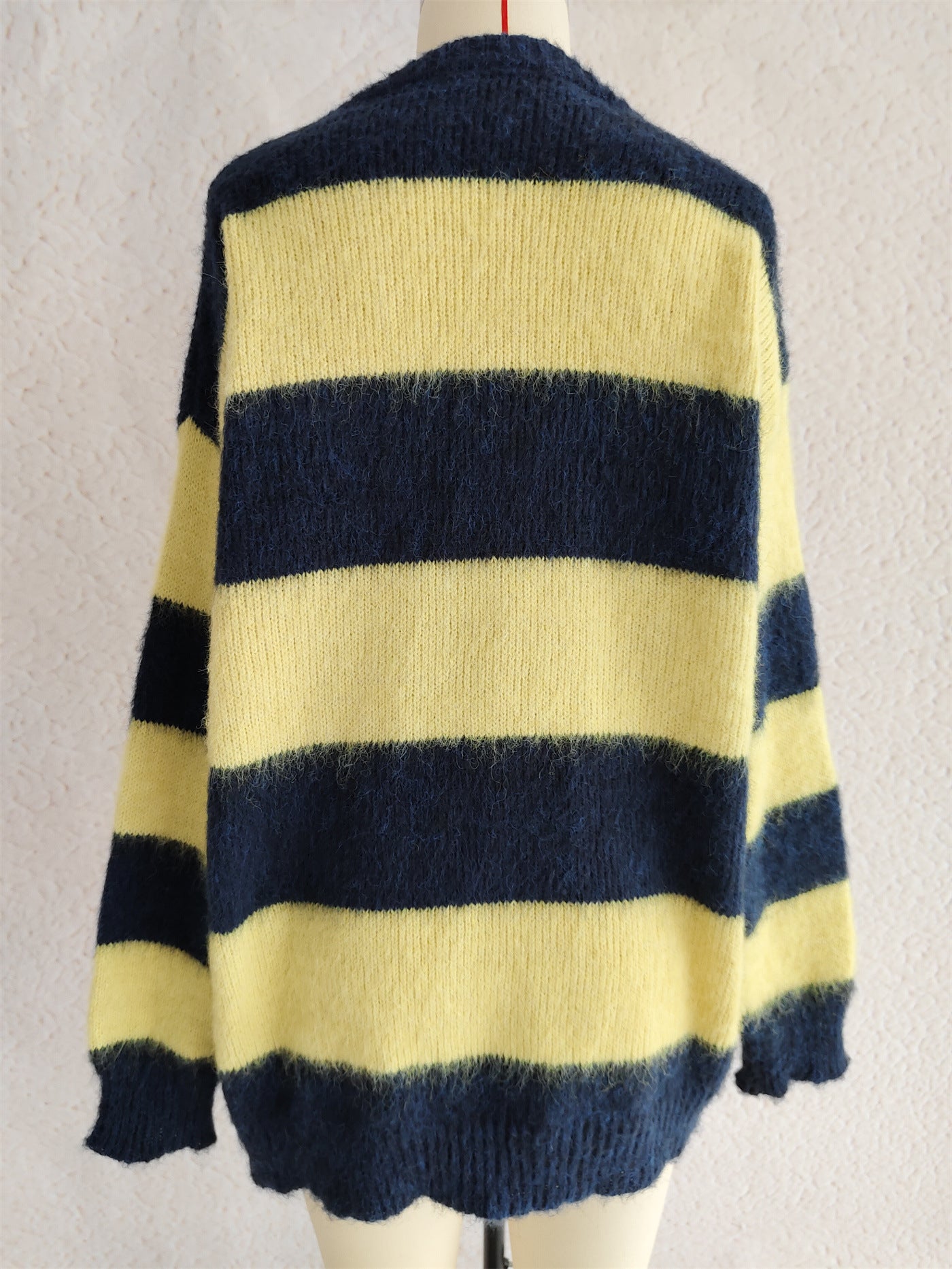 Striped Color Block Knitted Round Neck Chic Casual Loose Sweater