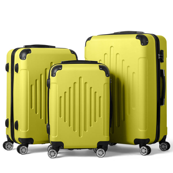 3-in-1 Trolley Case 20in 24in 28in ABS Aluminum Alloy Trolley Macaron Color - Cream Yellow 3-in-1 ABS Trolley Case 20 Inches-24 Inches-28 Inches Black - FREE USA SHIPPING