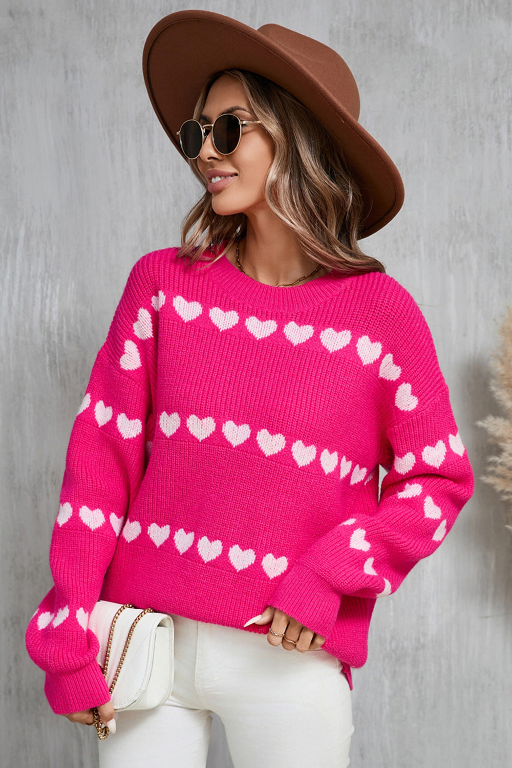 Heart and Angel Wings Round Neck Sweater