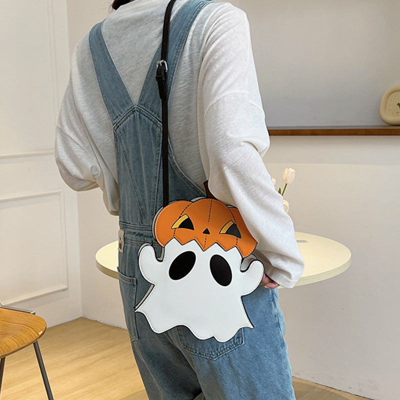 Halloween Shoulder Bags Creative 3D Cartoon Pumpkin Ghost Design Cute Bags Women Cell Phone Purses Novelty Candy Crossbody Bags