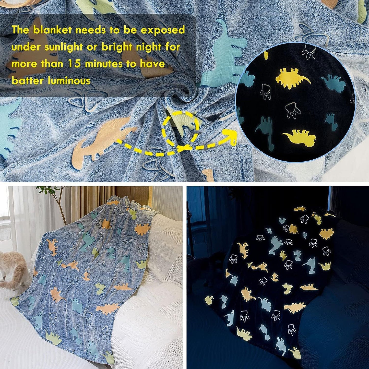 Glow In The Dark Throw Blanket, Blanket For kids, Luminous Kids Blanket, Soft Blankets, Birthday, Christmas ,Thanksgiving Gifts