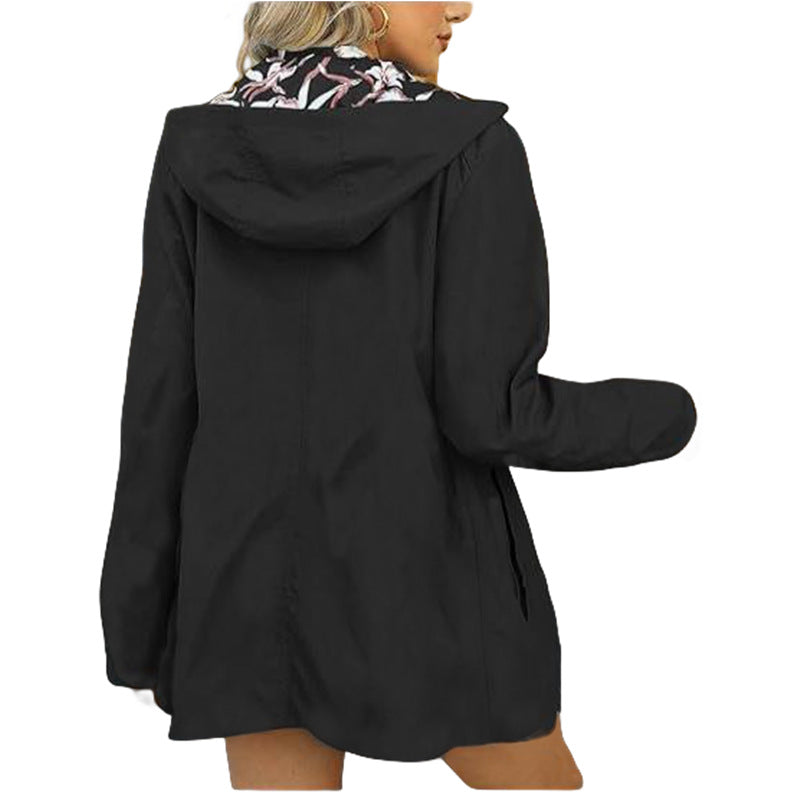 Printed Women's Zipper Windbreaker Japanese And Korean Fashion Double-sided Wear