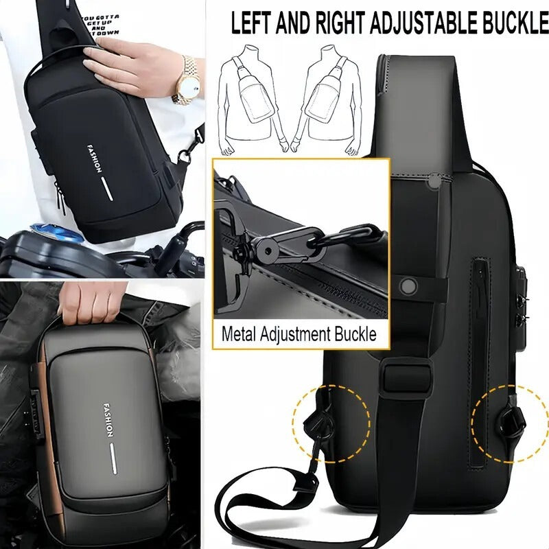 Men's Waterproof Motorcycle Chest Bag, Anti-Theft Shoulder Bag, Durable Oxford Fabric Outdoor Bag-FREE USA SHIPPING