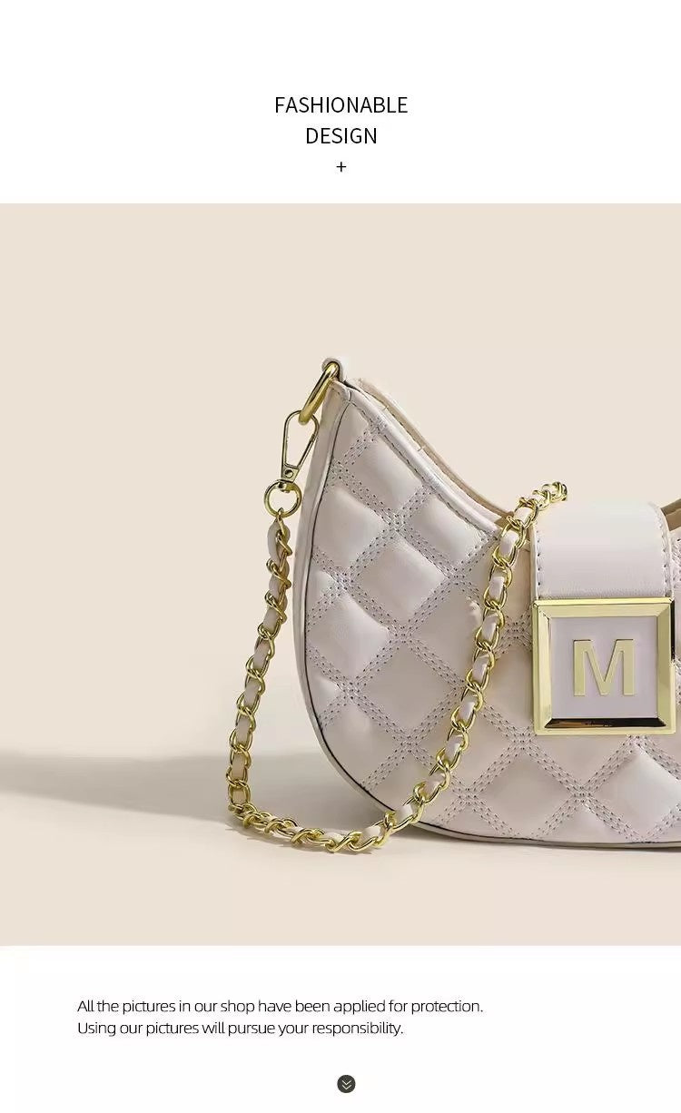 High-end New Fashion Rhombus Single Shoulder Underarm All-match Niche Texture Chain Messenger Bag