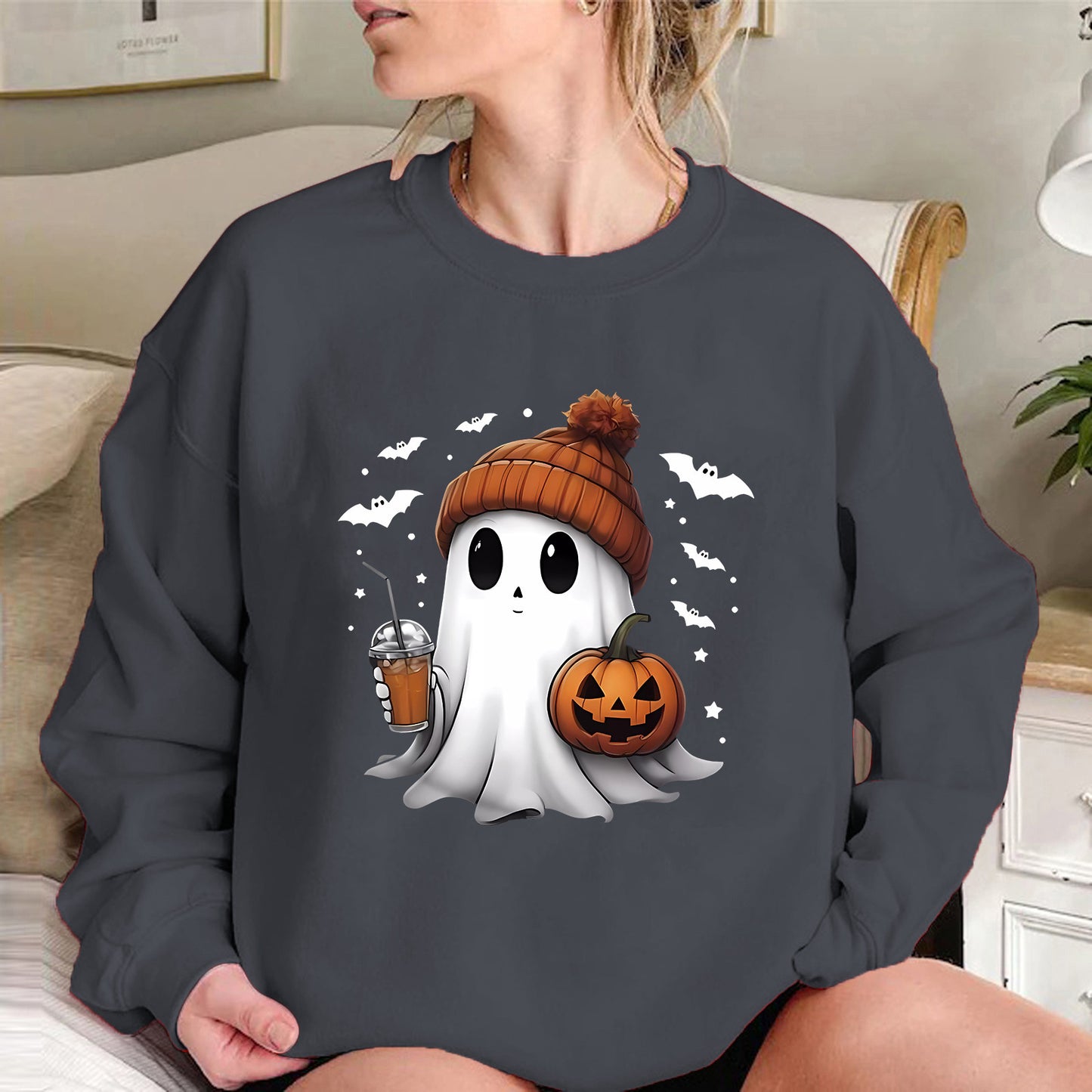 Fashion Drop-shoulder Sweater Women's Halloween Velvet Hoodie