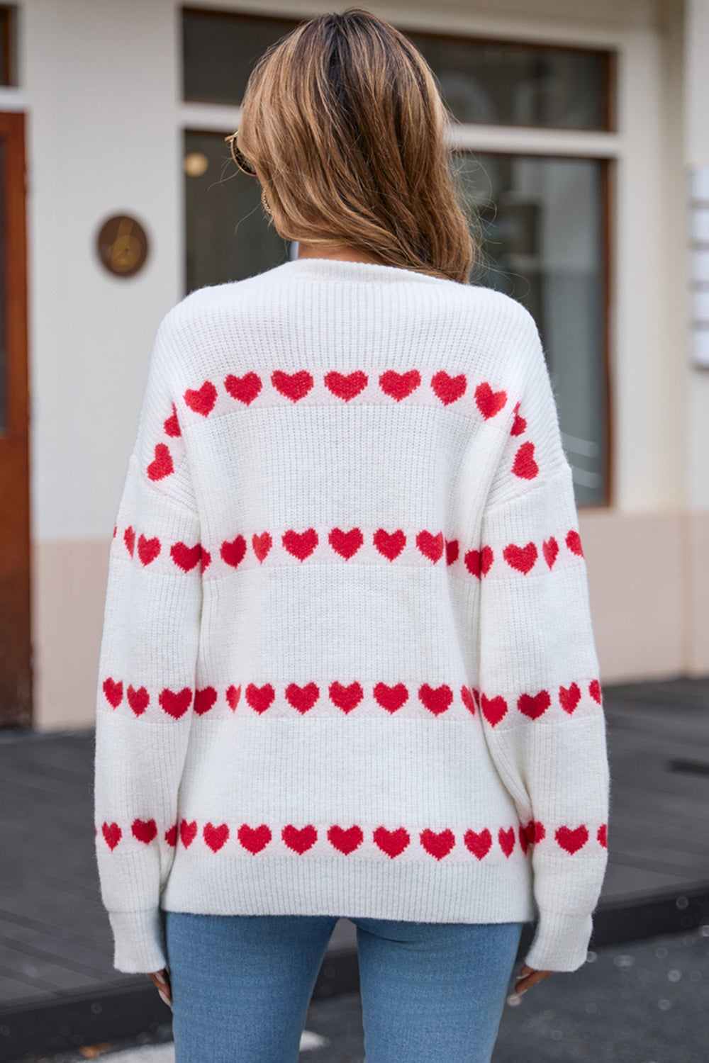 Heart and Angel Wings Round Neck Sweater