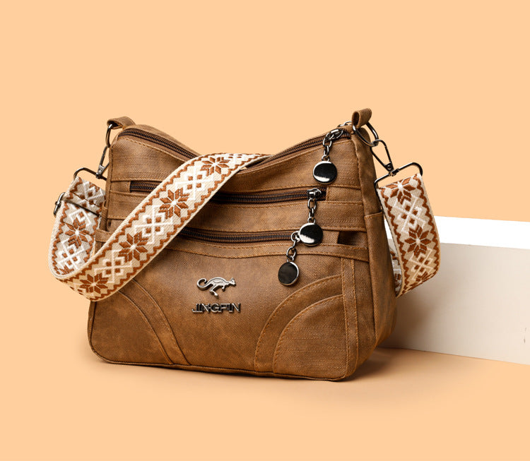 One-shoulder Soft Leather Tote All-match Women's Bag For The Middle-aged