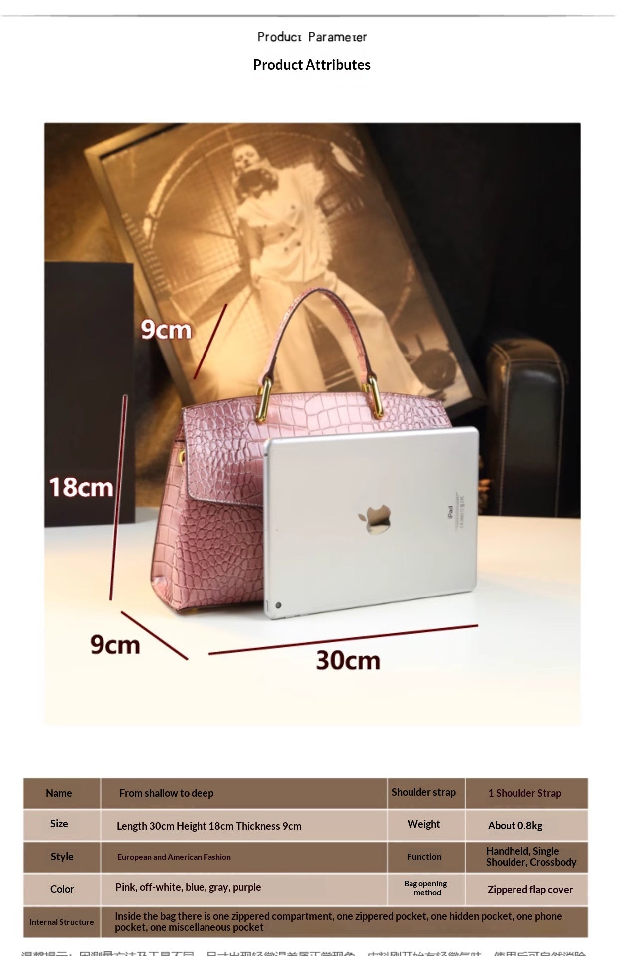 Crocodile-pattern Leather Handbag Shoulder Bag And Crossbody Bag