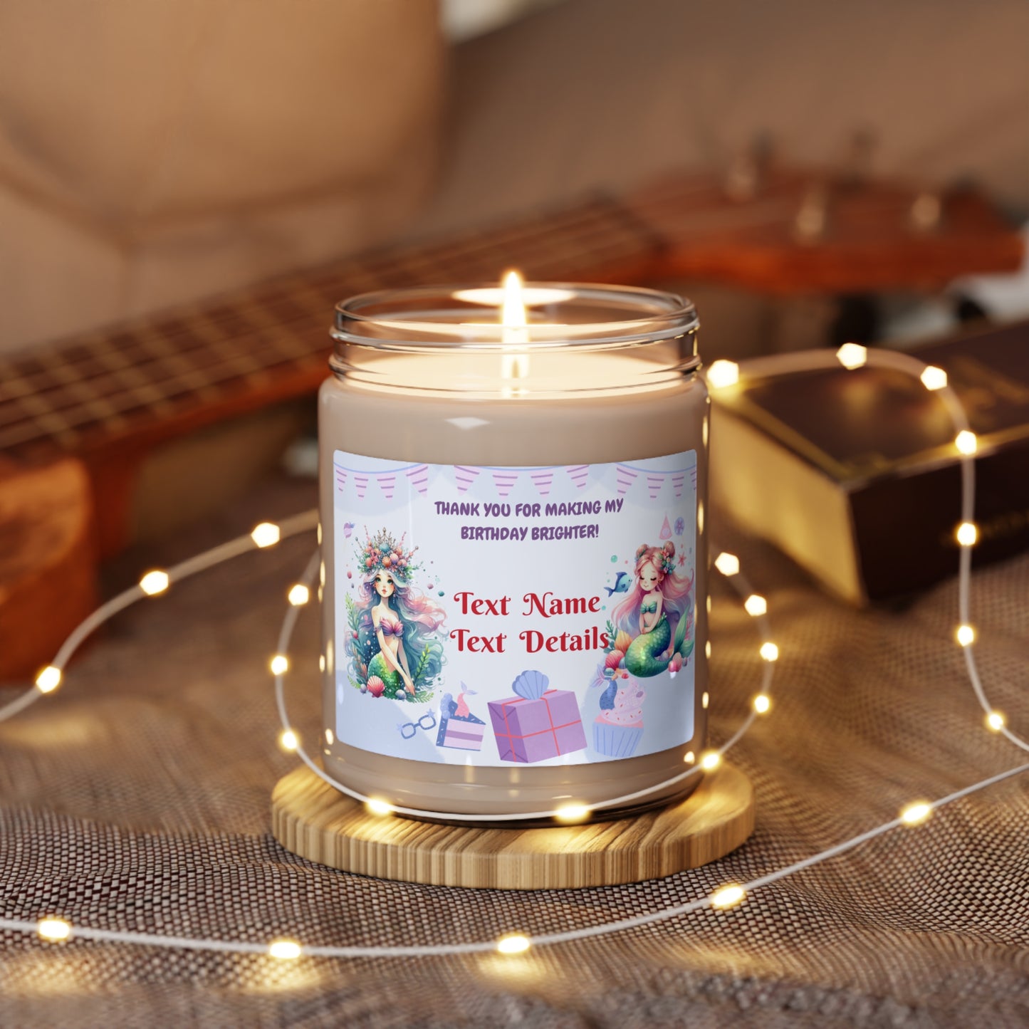 Scented Soy Candle, 9oz- Personalized  Mermaid Princess Gifts For Birthdays