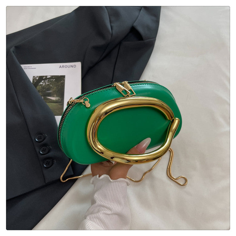 Small Bag Vintage Hardware Metal Handle Chain Crossbody Bag