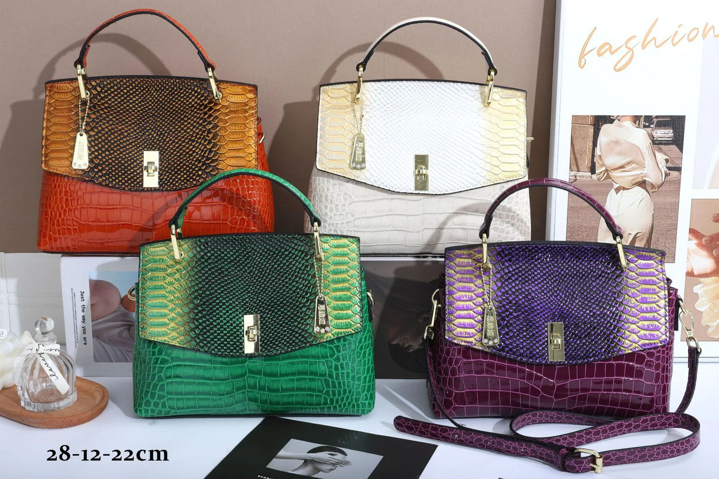 Snake Pattern Women's Bag Handbag Colorful Crocodile Pattern Crossbody Bag