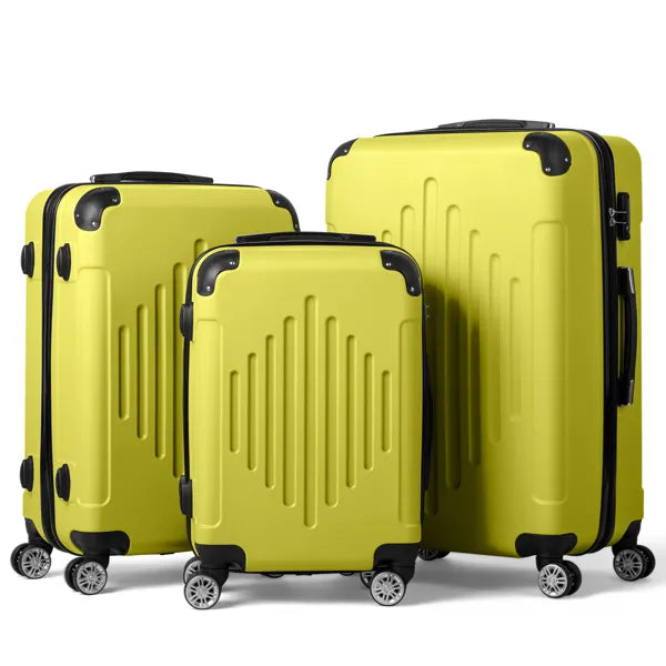 3-in-1 Trolley Case 20in 24in 28in ABS Aluminum Alloy Trolley Macaron Color - Cream Yellow 3-in-1 ABS Trolley Case 20 Inches-24 Inches-28 Inches Black - FREE USA SHIPPING