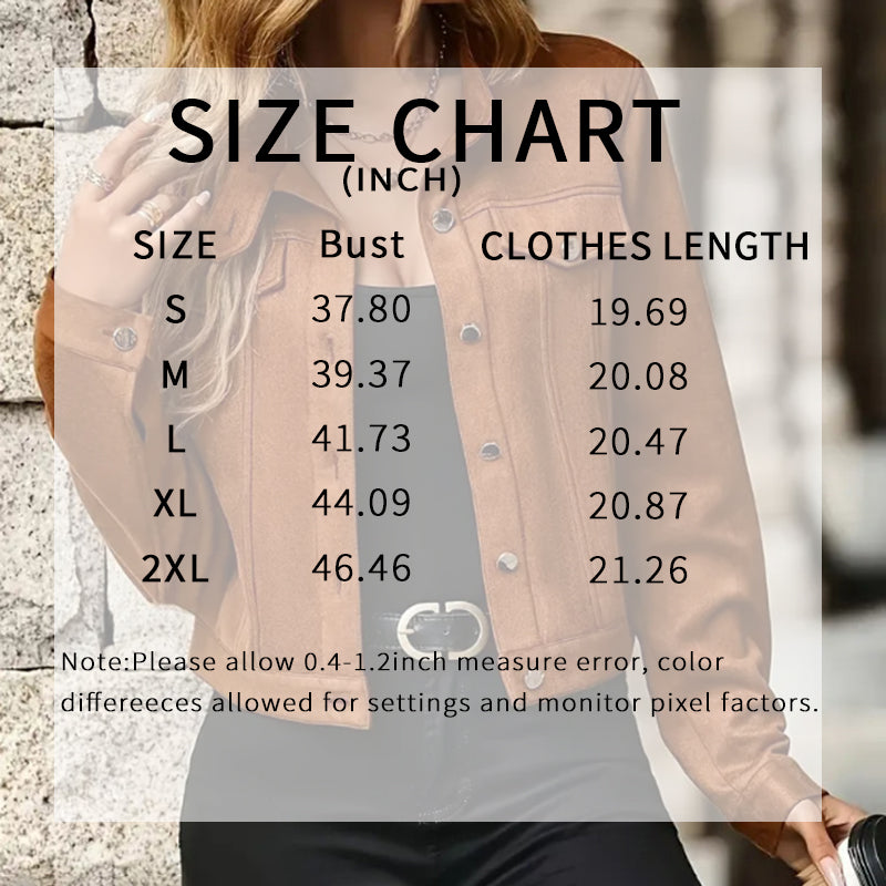 Women's Faux Suede Cropped Jacket, Vintage Stand Collar Short Coat Casual Button Up Fall Outwear