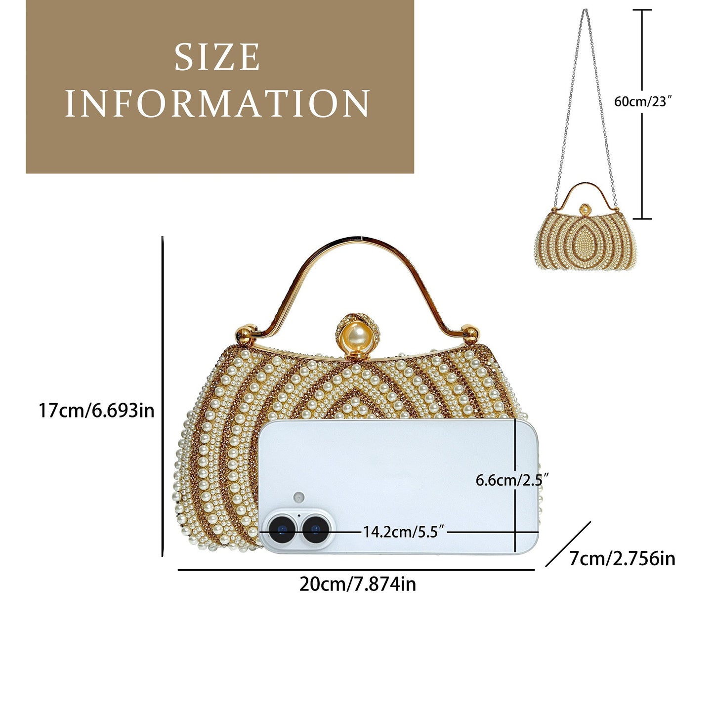 Women's Pearl Diamond Shoulder Handbag
