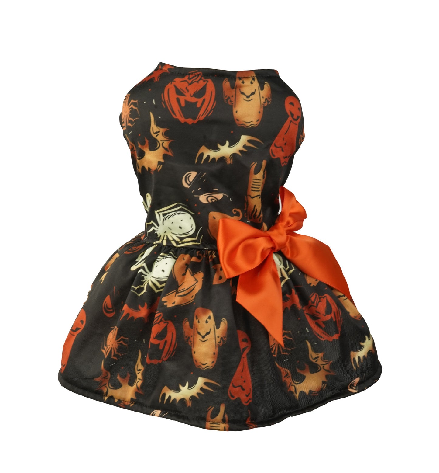 Halloween Small Dog Clothes Pet Dress Pumpkin Print Dress Mesh Dress Pet Party Clothing Cat Dog Costume