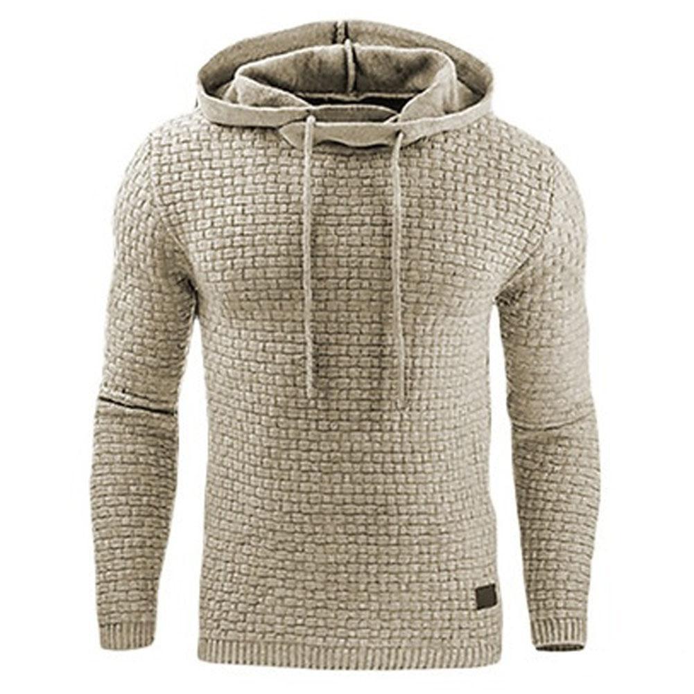 Men's Jacquard Sweater Long-sleeved Hoodie Warm Color Hooded Sweatshirt Jacket