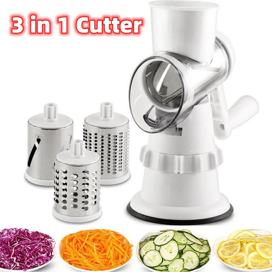 3 In 1 Vegetable Slicer Manual Kitchen Accessories Grater For Vegetable Cutter Round Chopper Mandolin Shredder