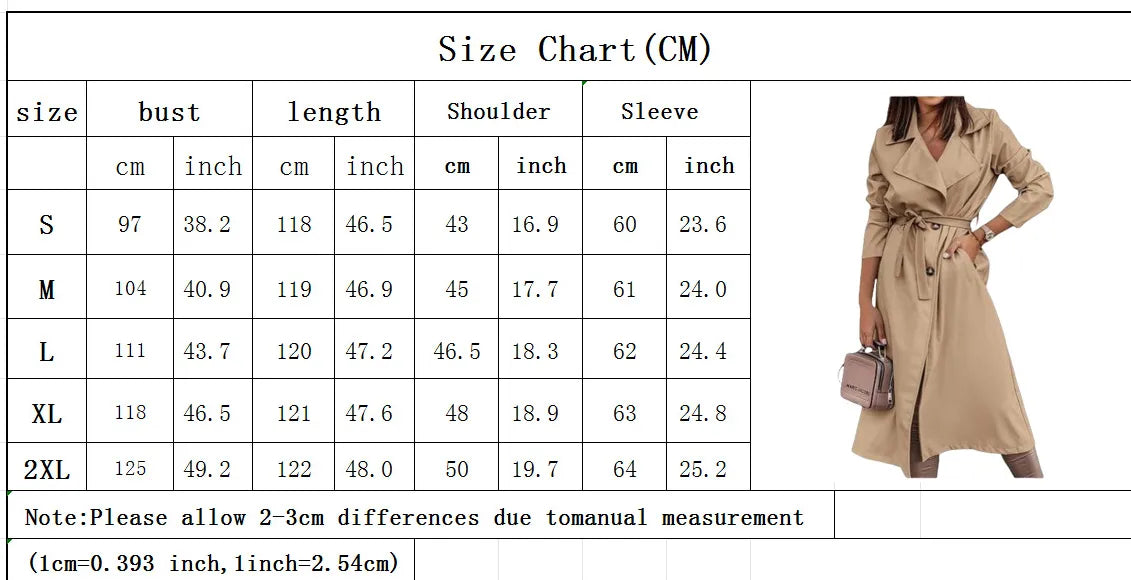 Women's Coat Plus Size Trench Coat Tie-front Top
