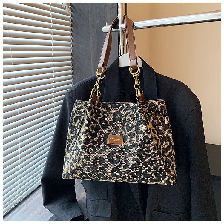 All-match Leopard Print One-shoulder Underarm Women's Bag Sense Large Capacity Totes