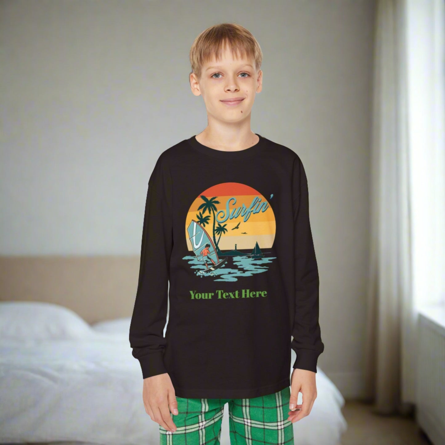 Youth Long Sleeve Holiday Outfit Set - Personalize With Beach Themes