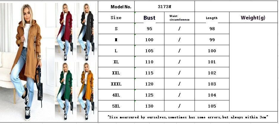 Hooded Sports Brushed Hoody Casual Long-sleeved Zipper Jacket