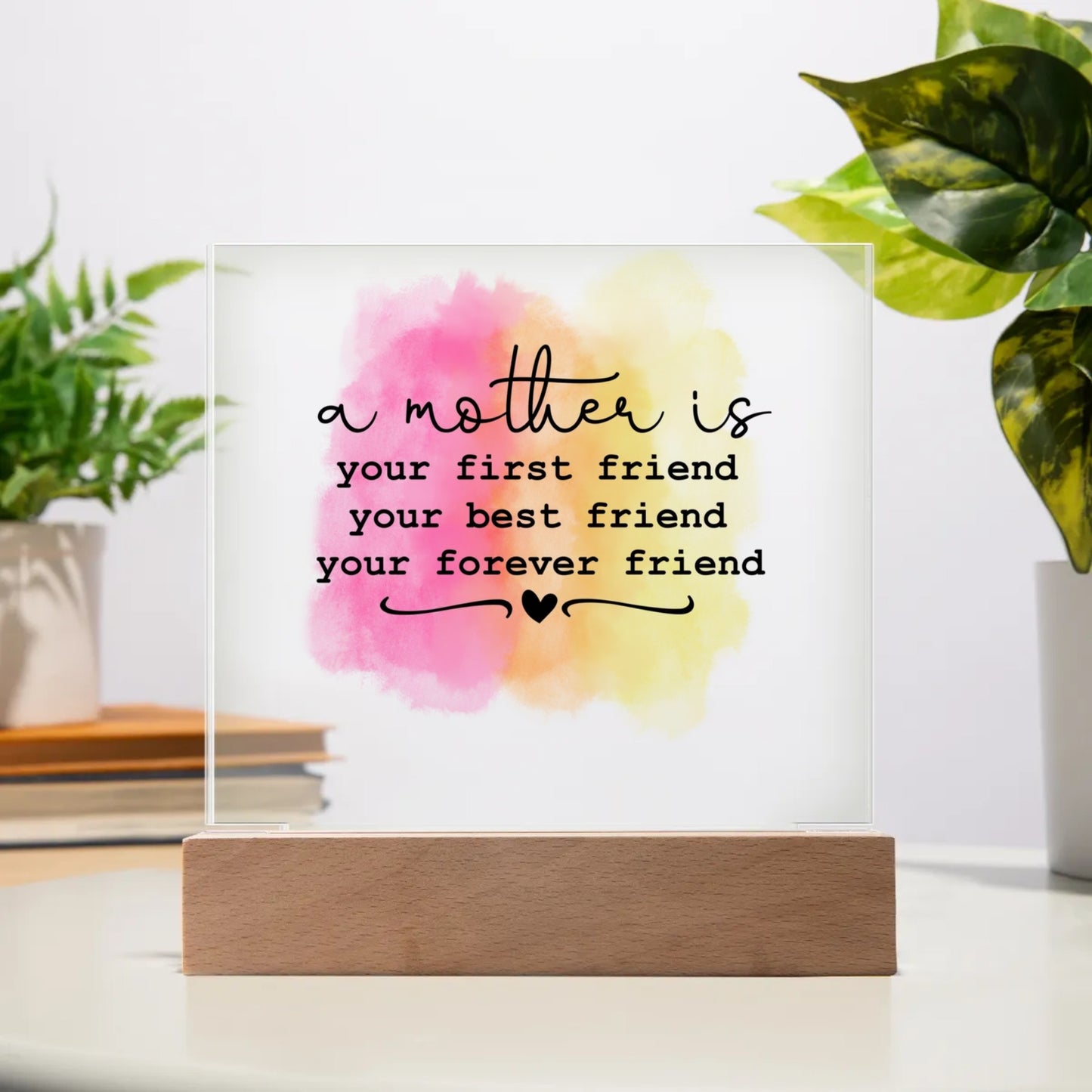 Acrylic Square Plaque - Personalize Gift With Mother's Day Messages