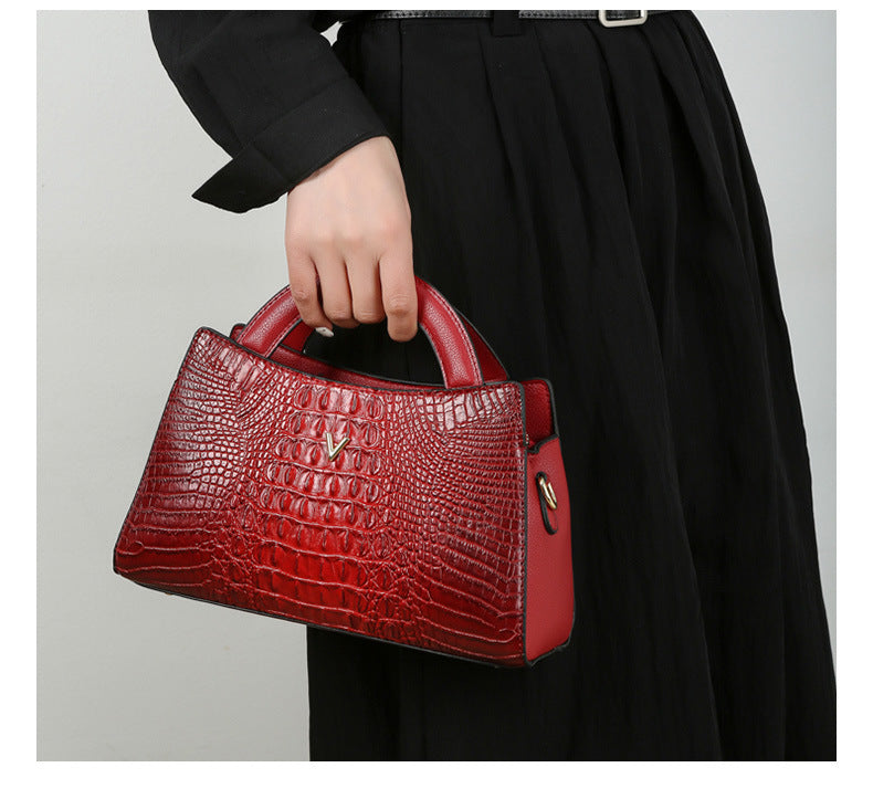 Women's Crossbody Leather Crocodile Pattern Shoulder Handbag