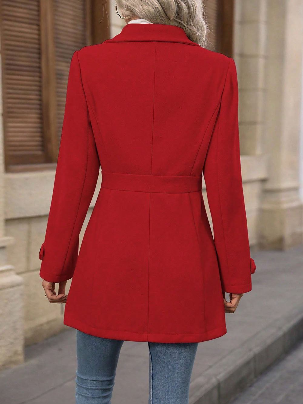 Mid-length Elegant Lapel Button Temperament Slim-fit Woolen Coat