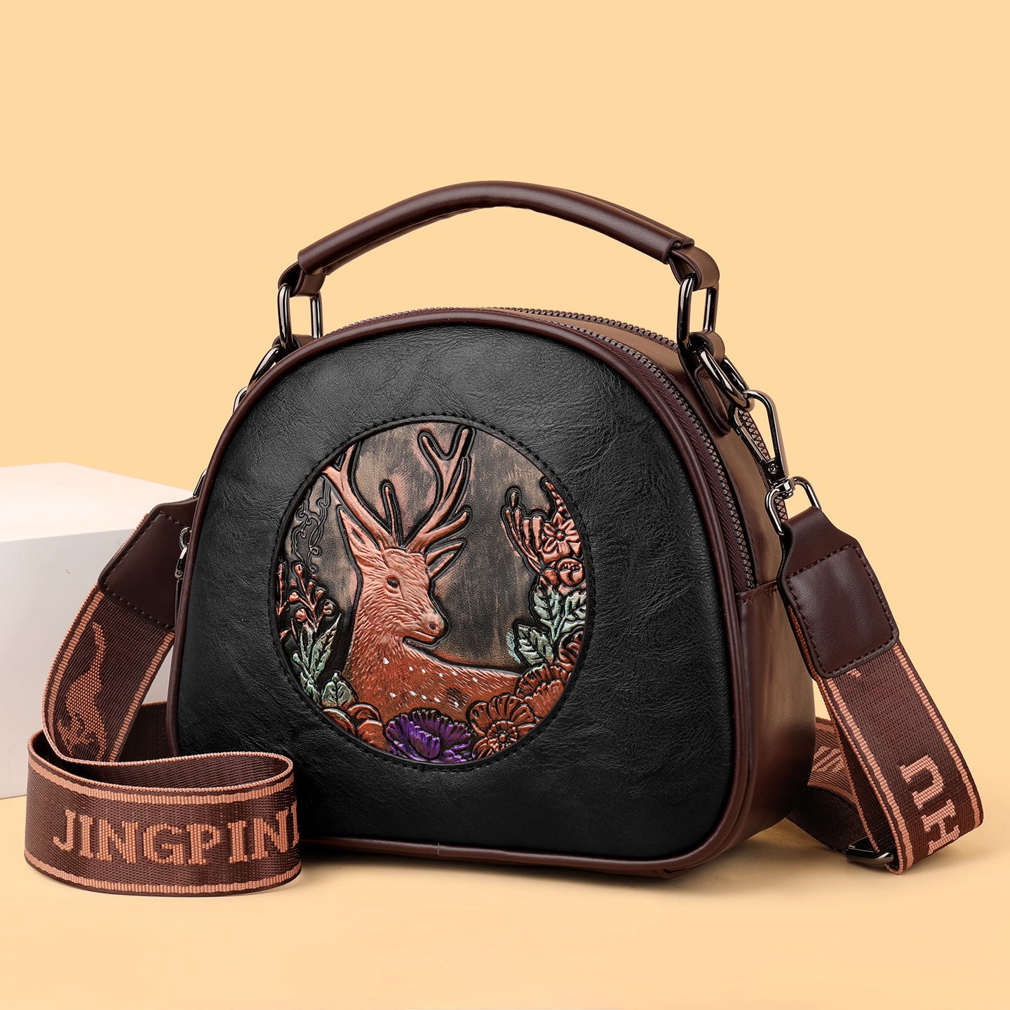 Retro Embossing Large Capacity Women's Handbag All-matching