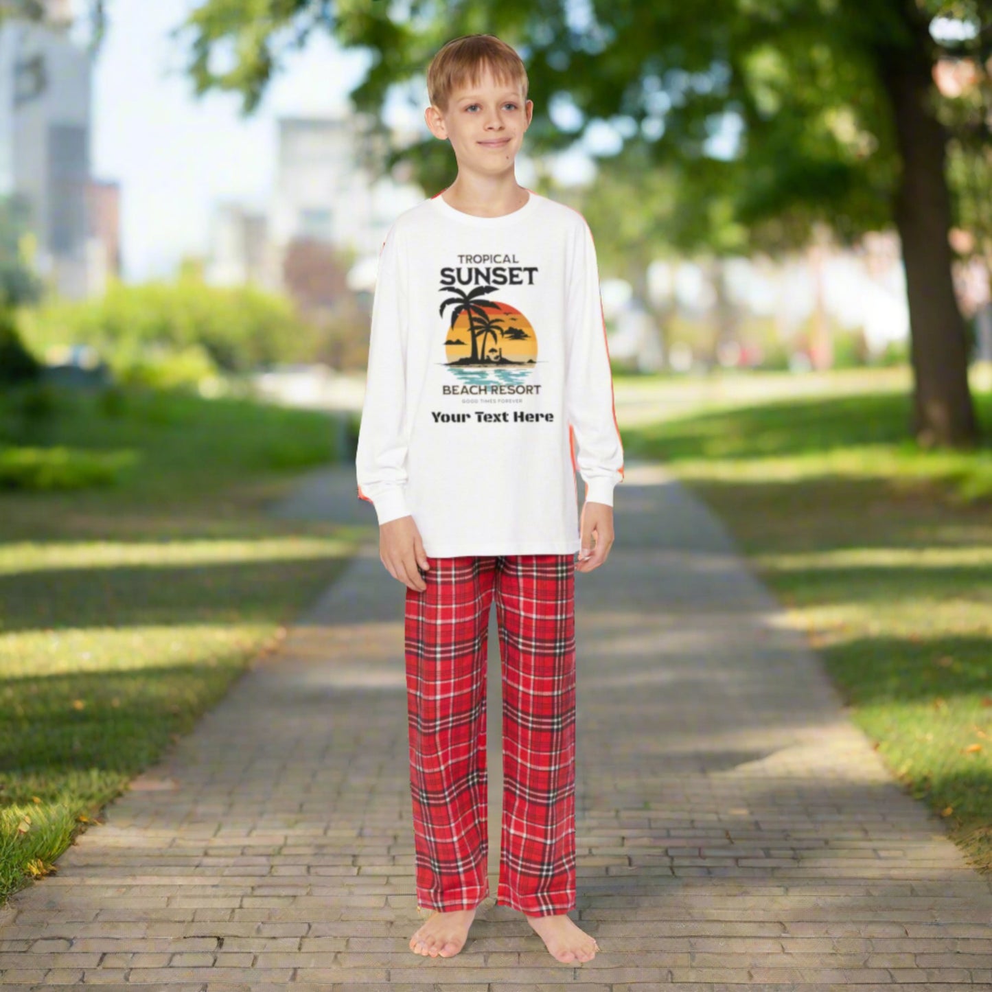 Youth Long Sleeve Holiday Outfit Set - Personalize With Beach Themes