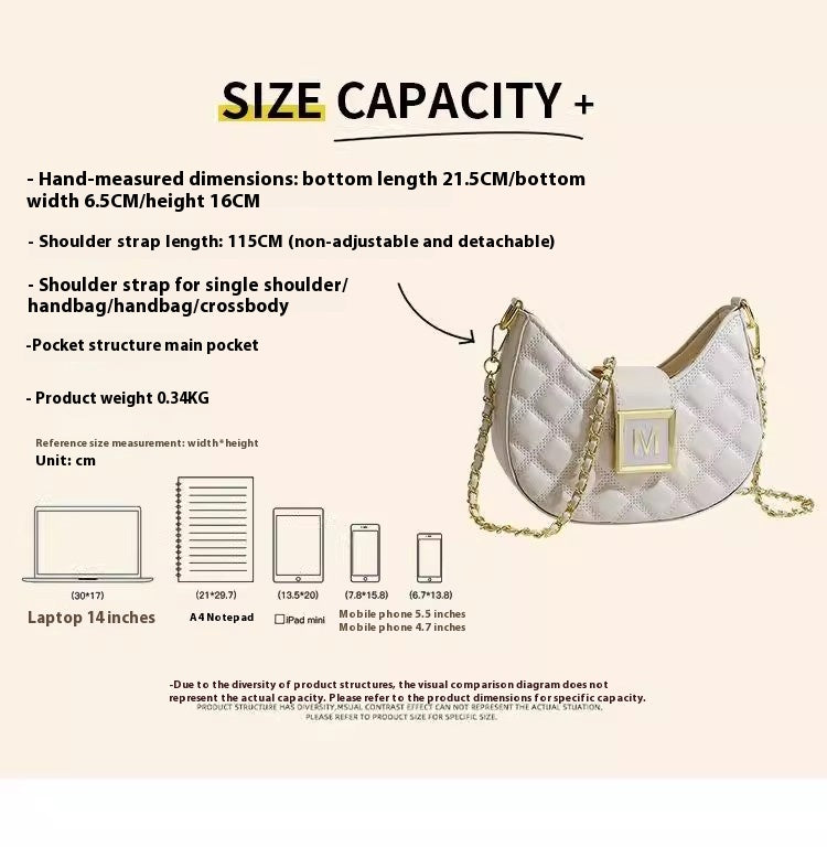 High-end New Fashion Rhombus Single Shoulder Underarm All-match Niche Texture Chain Messenger Bag