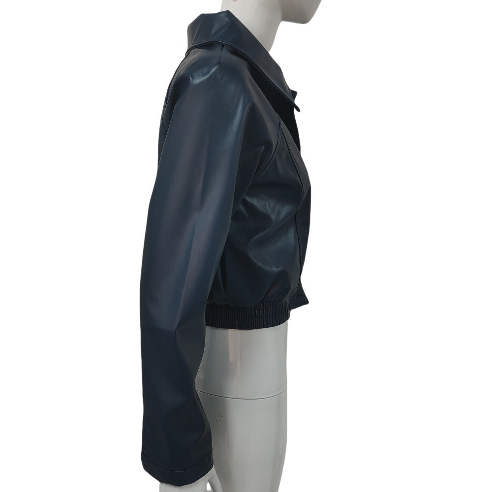 Leather Short Jacket Vintage Zipper American Casual Motorcycle