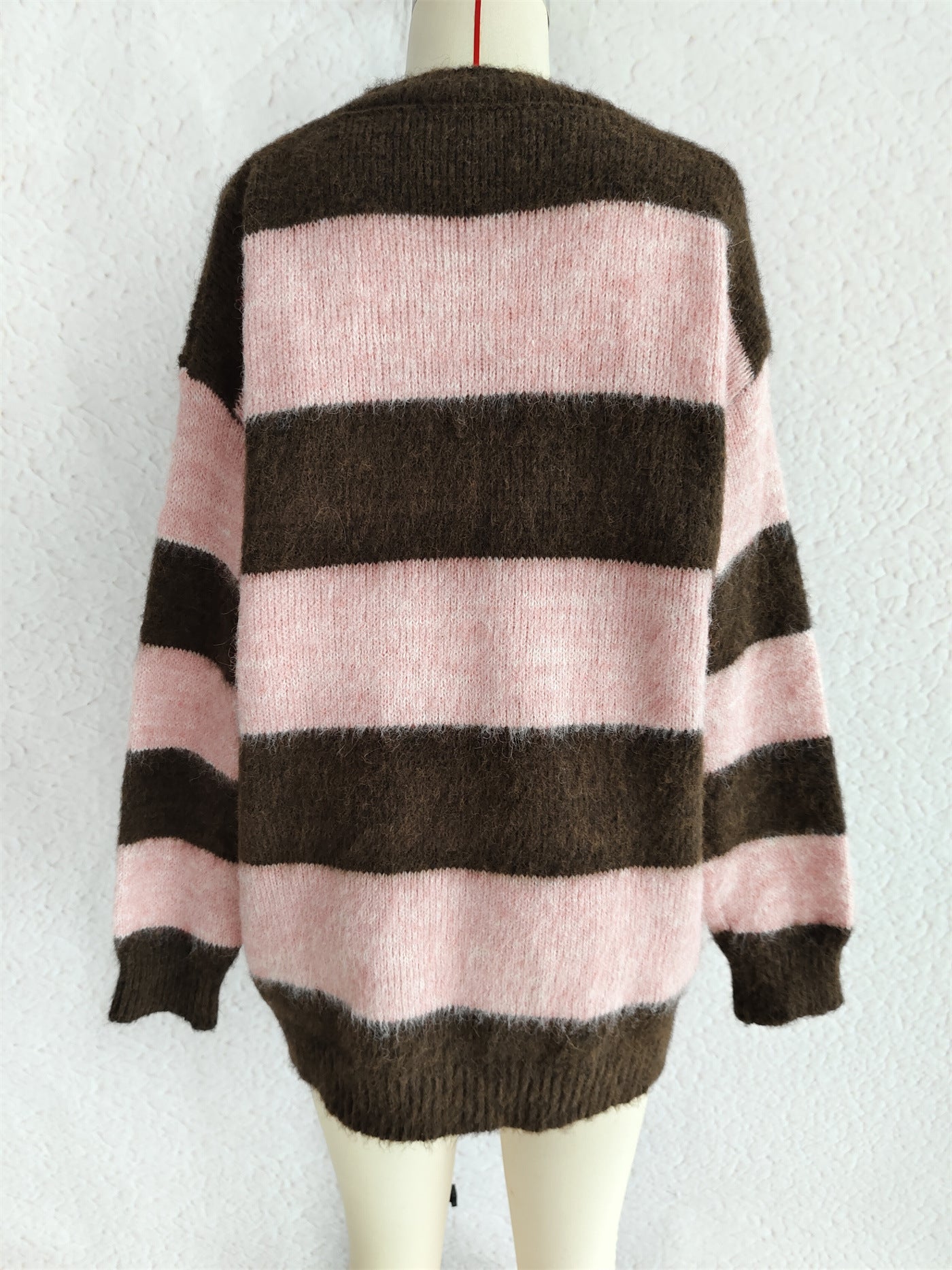 Striped Color Block Knitted Round Neck Chic Casual Loose Sweater