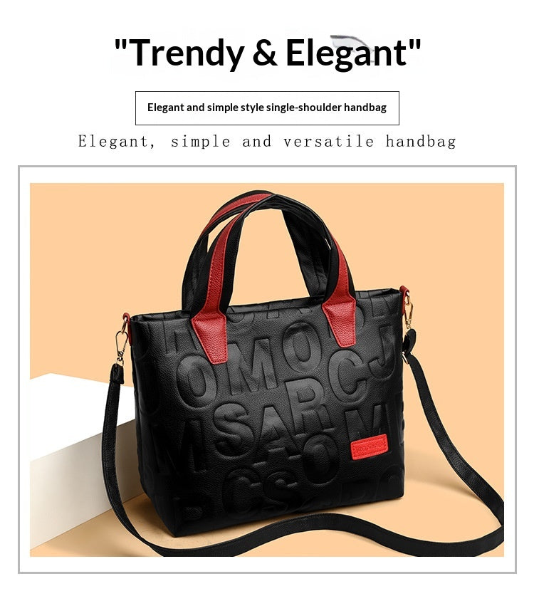 Trendy Tote Handbag Chic Letter Embossing Womens