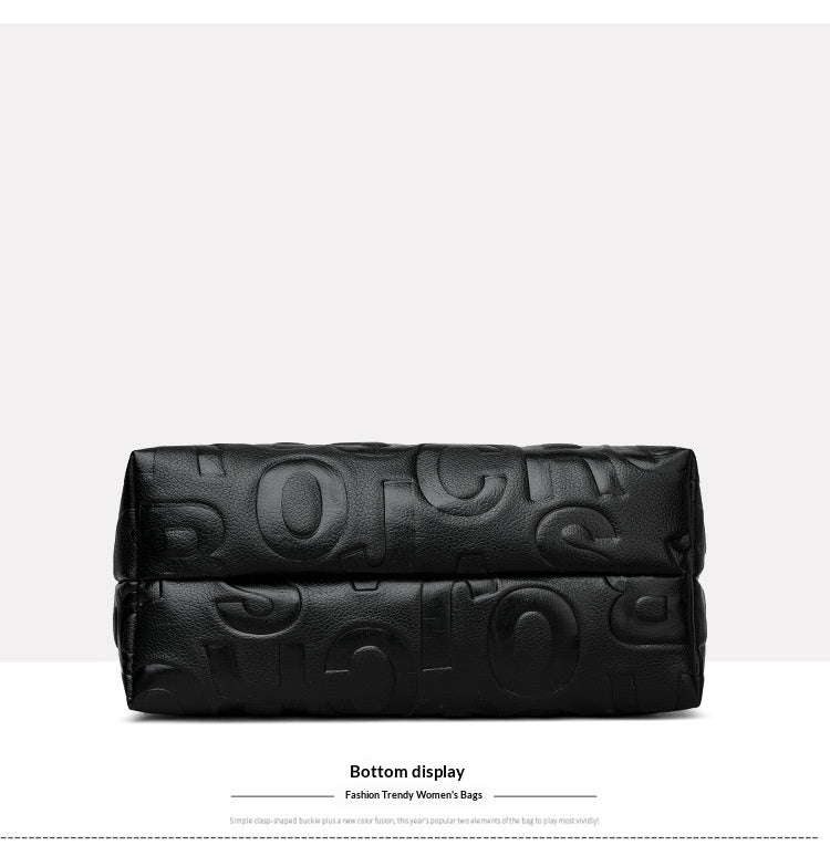 Trendy Tote Handbag Chic Letter Embossing Womens