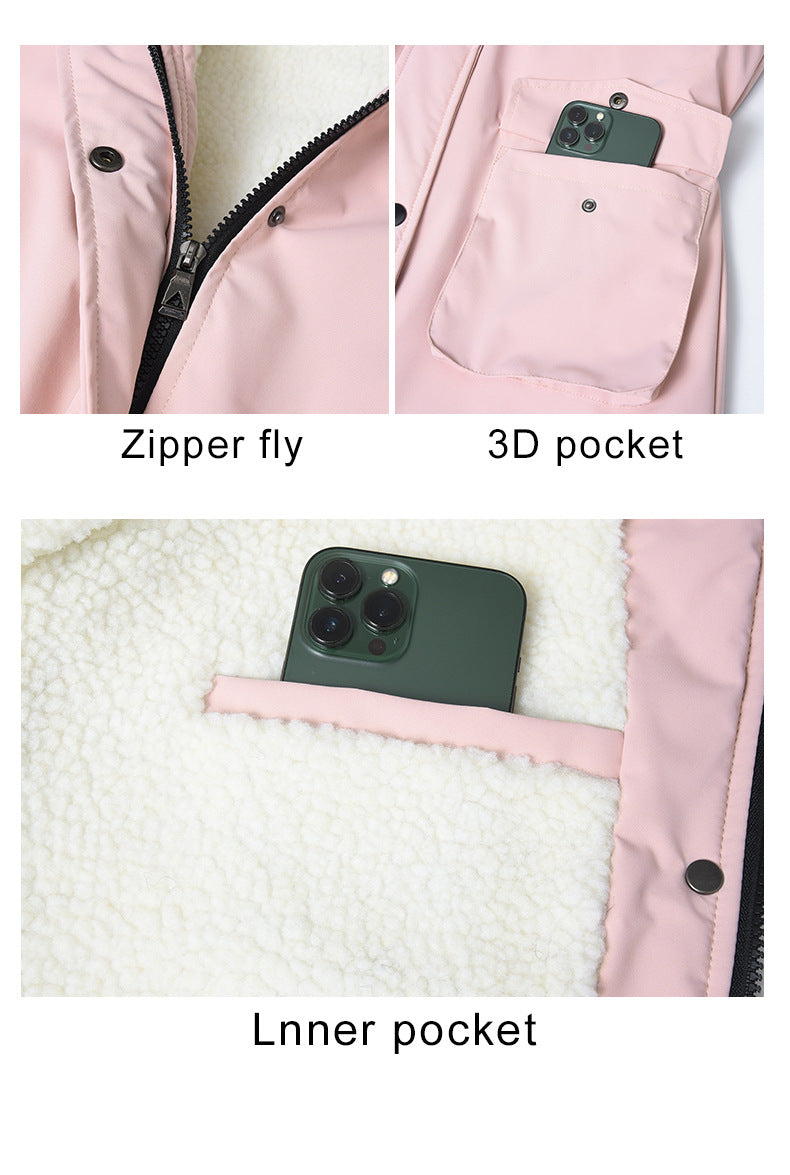 European Size Thickened Velvet Cotton Clothes Female Casual Hooded Coat