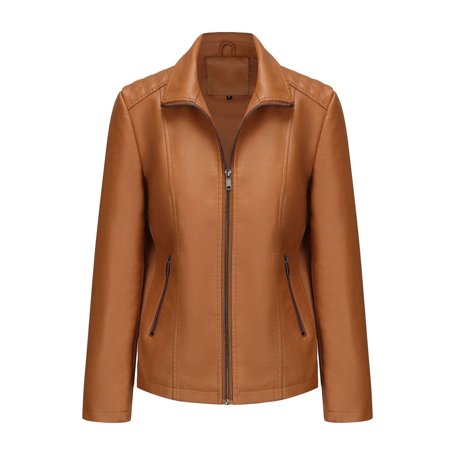 Women's Leather Jacket Knitted Stitching Stretch Coat
