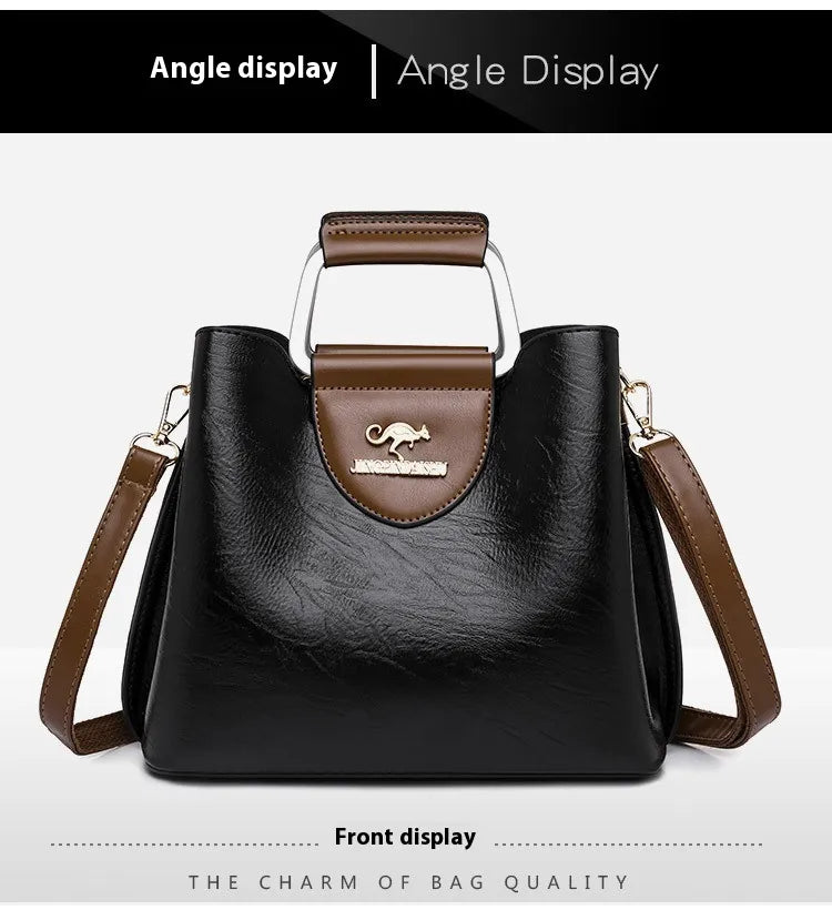 Large Capacity Totes Middle-aged High-grade Soft Leather Shoulder