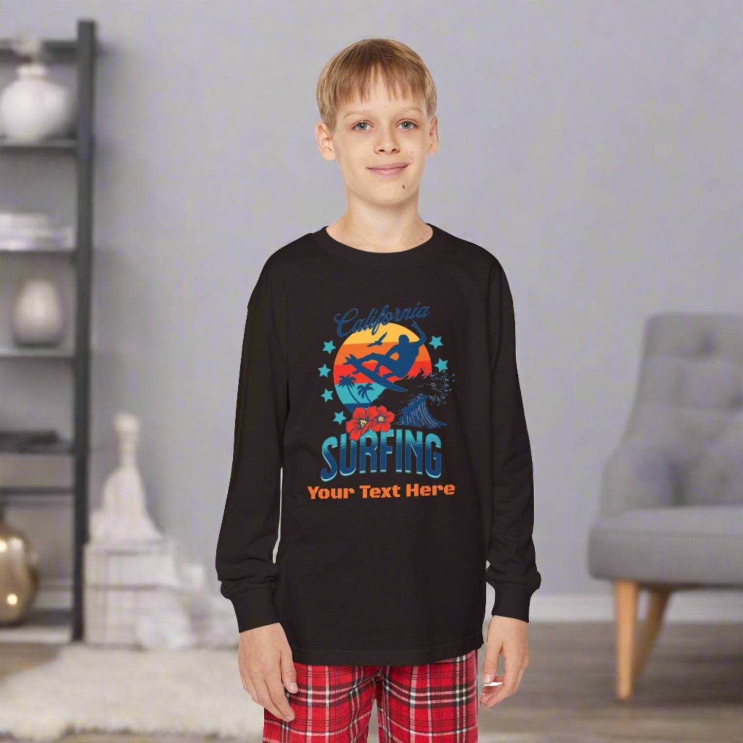 Youth Long Sleeve Holiday Outfit Set - Personalize With Beach Themes