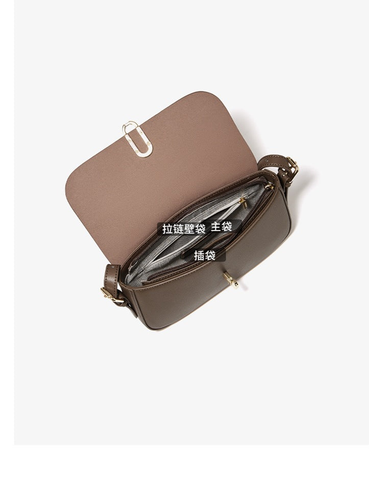 Two-layer Cowhide Genuine Leather Square Shoulder Messenger Bag