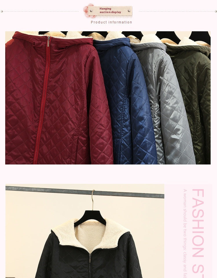 Winter Korean Style Thin Hood Long Sleeve Cotton Clothes Coat For Women