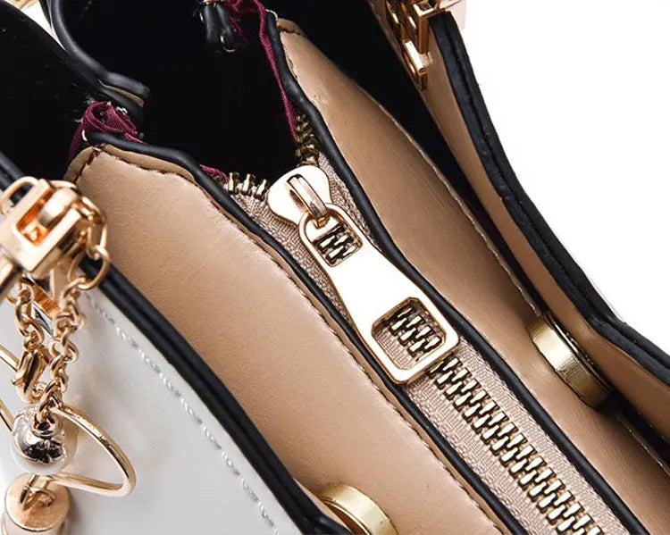 Color Block Handbag Love Tassel Decor Crossbody Bags For Women