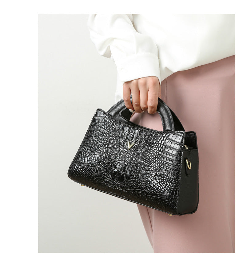 Women's Crossbody Leather Crocodile Pattern Shoulder Handbag