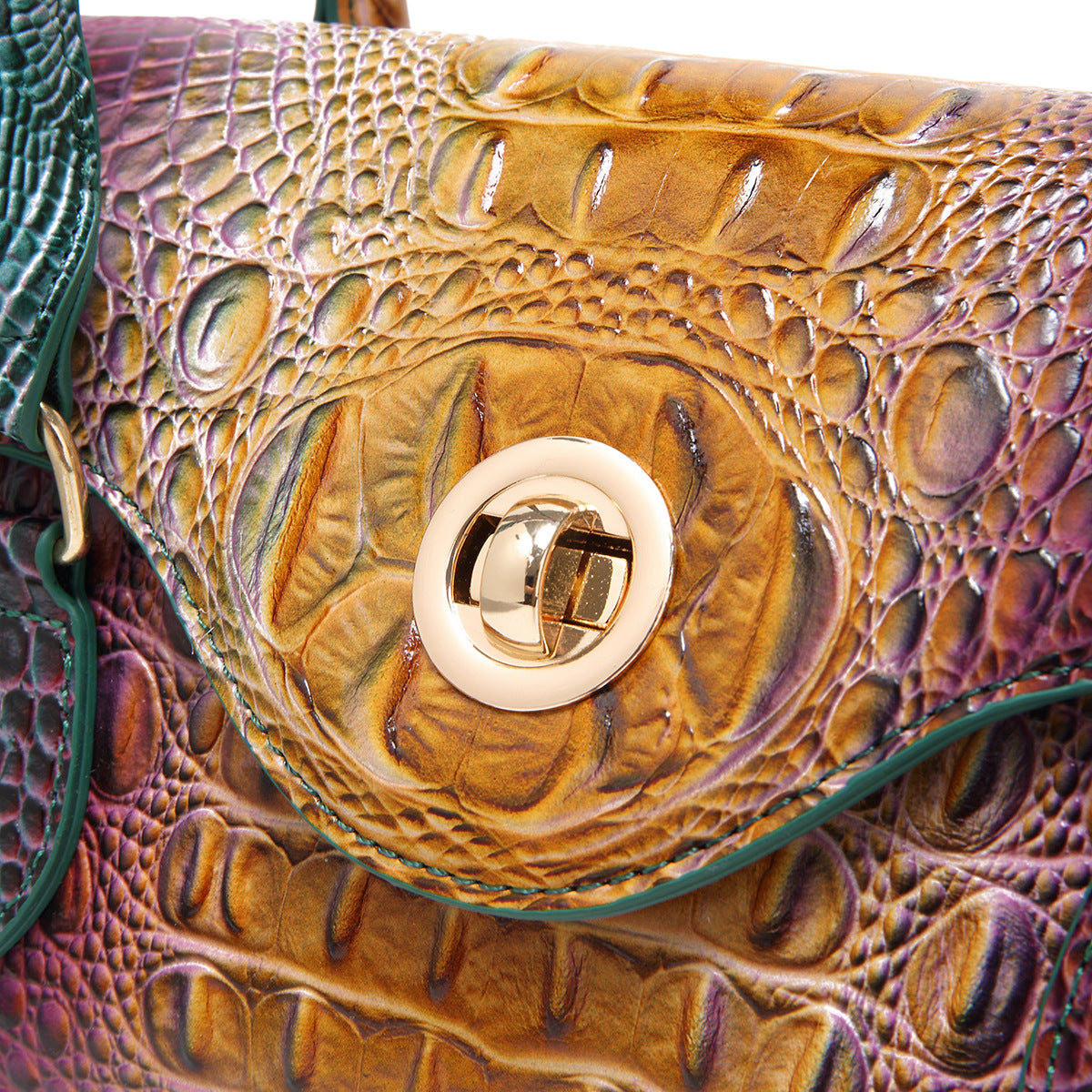 Womens Crocodile-Print Brahmin Shoulder Tote Bag