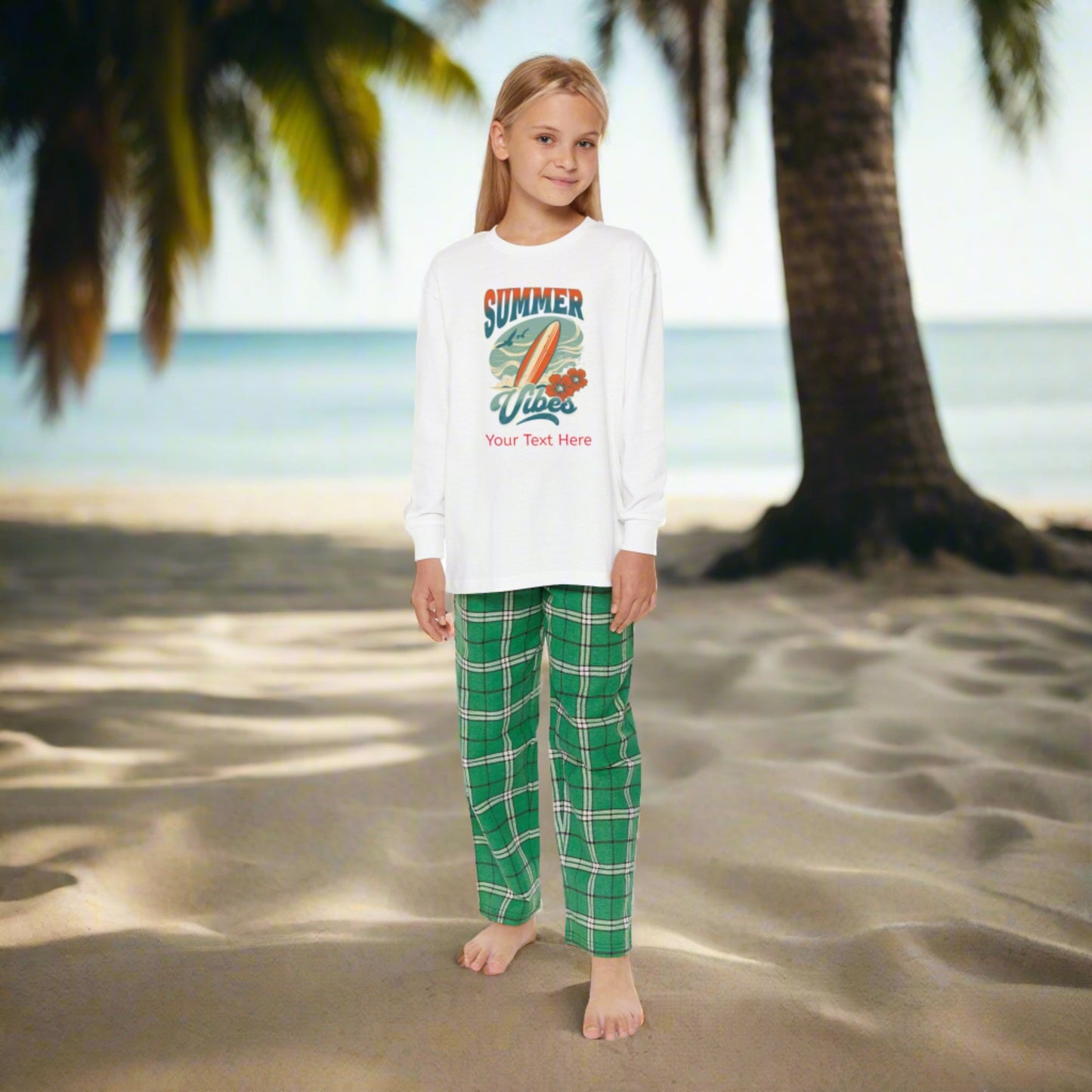 Youth Long Sleeve Holiday Outfit Set - Personalize With Beach Themes