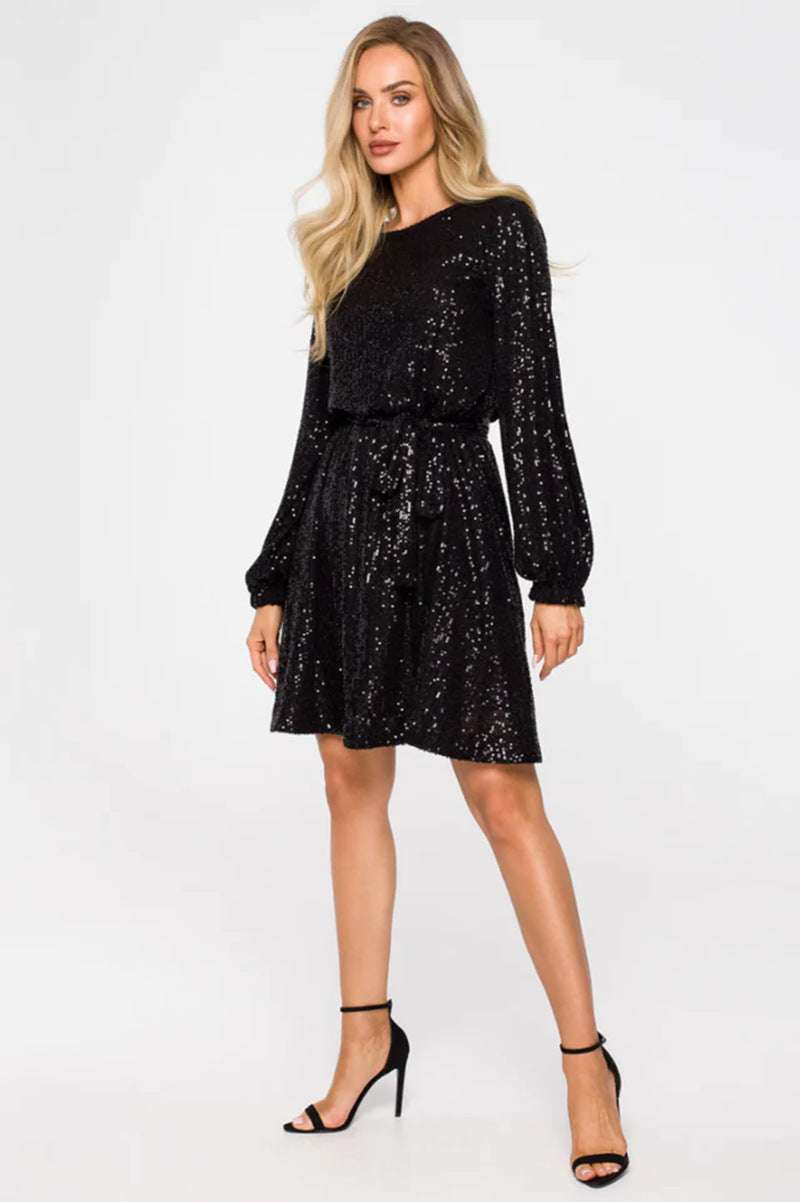 Glittering Beaded Dress For Holiday Party
