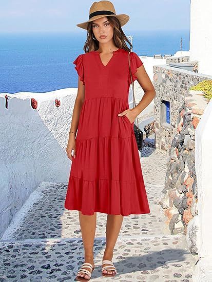 Mid-length Stitching Big Swing Pocket Dress